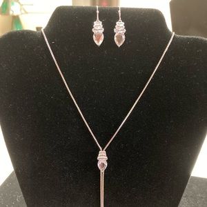 TOCARA. AMANDA. Necklace & Earring Set. DiAmi & Sterling Silver 16” + 2”